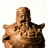 Sculpture artisanale en bois gravé du Dieu de la Richesse, en matériau naturel, 15 cm, objet de collection traditionnel chinois de la divinité de la fortune