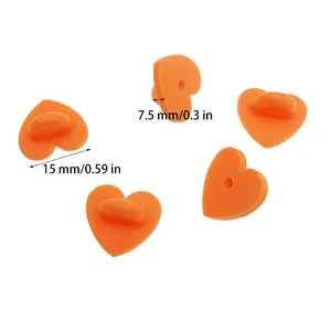 Hot Sale Orange Heart Shape Rubber Pin Back Lock For Enamel Badge Clutch