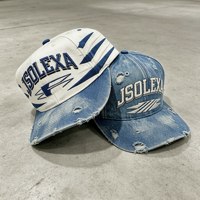 Casquette de baseball en jean délavé avec broderie 3D, effet usé, trous et bords effilochés, style camionneur pour homme, idéale pour le quotidien et la mode urbaine