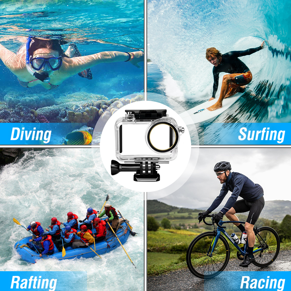 HONGDAK Action Camera Waterproof Case Underwater Deep Diving Housing Diving Case with Basic Mount Screw for DJI Osmo Action 4