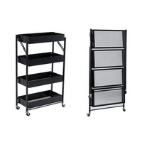 Vente en gros Chariots de cuisine modernes et durables Étagère pliable à 4 niveaux Chariot utilitaire roulant Étagère de rangement
