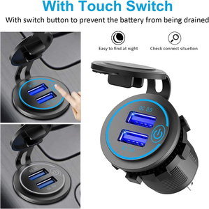 Panneau <span class=keywords><strong>de</strong></span> tente étanche à deux trous QC3.0 double chargeur USB 12V/24V prise allume-cigare pour <span class=keywords><strong>voiture</strong></span> moto bateau Marine ATV - Product Image 4
