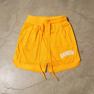 شورت رياضي رجالي صيفي بتصميم قوس قزح وشعار مخصص، شورت شبكي مطرز بطبقة مزدوجة وثقيل الوزن وفضفاض - Product Image 2