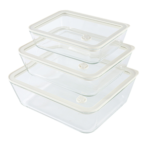 Lot de 3 récipients en verre de haute qualité pour la préparation des repas avec couvercles hermétiques chauffés pour toute occasion pour le stockage de la cuisine - Product Image 6