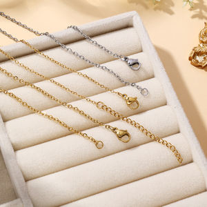 Collana 1.5mm estrema <span class=keywords><strong>Fine</strong></span> collana 2 + anni Colorfast PVD oro 18K Belcher Link 316L collana a catena in acciaio inox per donna - Product Image 4