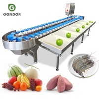 Automatische sorteermachines voor sinaasappels, aardappelen, appels, mango's, garnalen, oesters en vis, met gewichtssorteerfunctie.