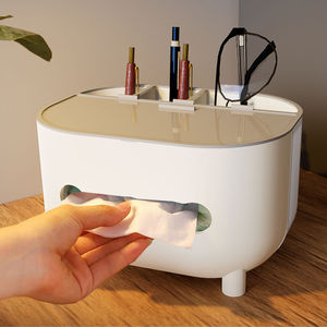 Caja de pañuelos multifuncional con organizador para almacenamiento en el hogar, oficina, escritorio, color rosa nórdico - Product Image 4