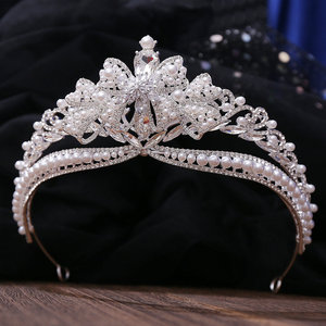 2024 nouvelle <span class=keywords><strong>amazon</strong></span> Offre Spéciale style baroque zircon cristal couronne mariage perle bowknot diadème pour les femmes fête - Product Image 5