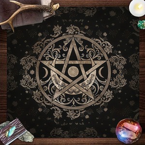 Altar tela Luna sol estrella pentagrama impreso espiritual tapiz mantel hecho a mano personalizable astrología adivinación brujería - Product Image 2