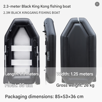 Bateau pneumatique professionnel en PVC rigide de Chine, 2,3 m, 2,6 m, 3,3 m, bateau de pêche avec fond couvert et fond brossé, noir Kinggang