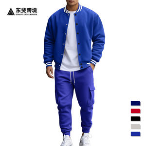 24 ชุดเสื้อแจ็คเก็ตเบสบอลผู้ชายผ้าฟลีซทรงหลวมชุดกีฬาลำลองสีน้ำเงินรอยัลสีดำสีกรมท่าสีแดงสีเทา - Product Image 5