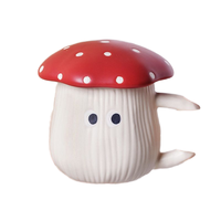Tasse en céramique Xuzhen exquise, dessinée à la main, motif champignon, avec couvercle, grande capacité, mignonne, faite à la main, pour café et lait du petit-déjeuner