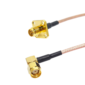 Nhà Máy Giá RP SMA nam cắm 90 độ góc bên phải để SMA nữ Jack Bảng điều khiển gắn kết cho rg316 Pigtail Jumper cáp mở rộng - Product Image 1