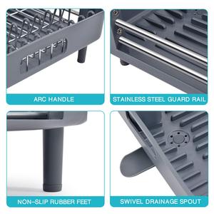 Mở rộng món ăn Rack, kép một phần món ăn drainers với không trầy xước và di chuyển dao kéo drainer và thoát nước vòi, có thể điều chỉnh món ăn D - Product Image 5