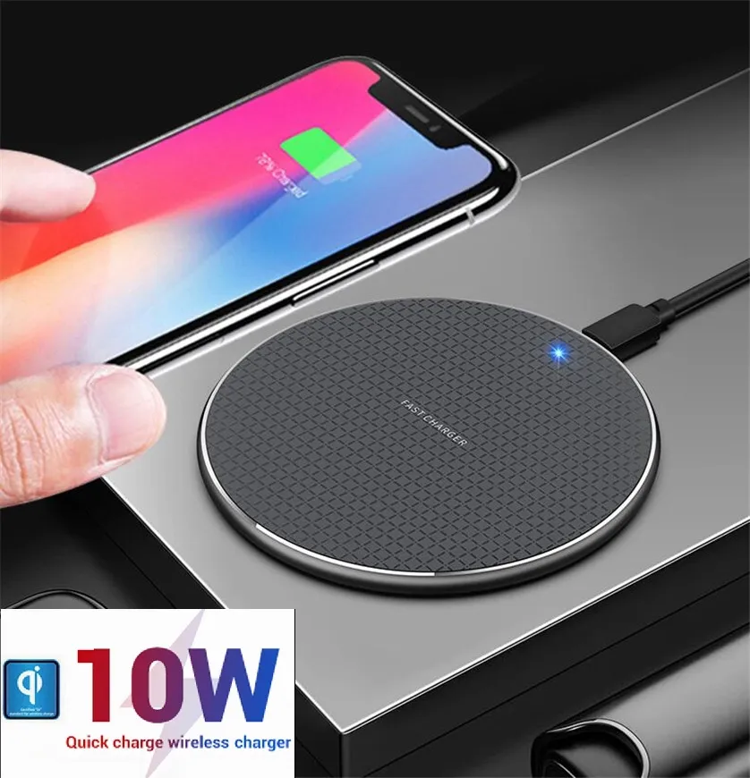 10W 15W Ultra thin metal Qi Wireless Fast Charger Charging Mat Pad With led display Light For Samsung iphone huawei xiaomi