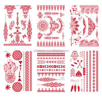 Autocollants de tatouage temporaire au henné rouge de haute qualité, motifs de tatouage au henné marron pour femmes