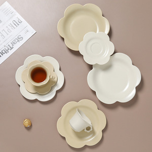 Luxury High-Temperature Porcelain Ceramic Cup Saucer <b>Set</b> Solid Color Glaze Exquisite Afternoon <b>Tea</b> Tray High Aesthetic Plate - Product Image 3