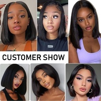 Mqxys — perruque Bob lisse, grande densité de 180%, perruque de haute qualité, cheveux courts, 13x4, produits à la mode
