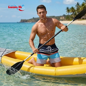 Shorts de bain pour hommes en polyester 100% à séchage rapide, personnalisables, pour activités nautiques, avec doublure en mesh - Product Image 1