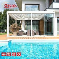 Toit rétractable bioclimatique à lamelles orientables pour patio extérieur, jardin, balcon, pergola rétractable