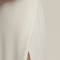 Robe longue trapèze en satin blanc 2026, style classique et minimaliste, pour demoiselle d'honneur, col en V, dos nu, taille empire, grandes tailles, avec rubans