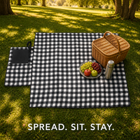 Tapis de pique-nique pliable imperméable JLD en polaire avec support en PVC, épaissi, anti-humidité, style nordique, pour camping en extérieur, portable et facile à ranger