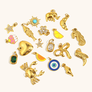 Set de Dijes Dingran de Acero Inoxidable en Tono Dorado Vintage Estilo Boho Chic para Diseños Eclécticos con Gemas Coloridas y Motivos de Animales para Elaboración - Product Image 3