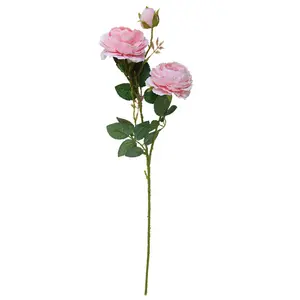 Langer Stiel 61cm Kunstseide Rose Pfingstrose Blumen 3 Blumen Pfingstrose Köpfe für Home Wedding Decoration Party