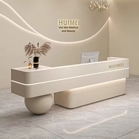Comptoir de caisse, salon de beauté, salon de coiffure, comptoir de bar, réception minimaliste moderne, hôtel, hôpital, bureau de réception, lumière LED, bois MDF