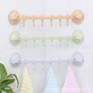 Adjustable Organizer 6 <b>Hooks</b> Plastic Bathroom Corner Towel Hanger Kitchen <b>Hook</b> Storage Suction <b>Wall</b> <b>Hook</b> Strong Suction Cup - Product Image 3