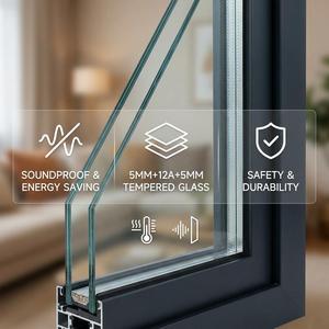Finestra <span class=keywords><strong>a</strong></span> Battente Esterna GELLJA Moderna Minimalista con Telaio Sottile in Lega di Alluminio Nera, Dimensioni Personalizzabili, Doppio Vetro - Product Image 5