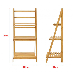 Nouveau design personnalisé à 3 niveaux <span class=keywords><strong>pliable</strong></span> cuisine salle de bain échelle en <span class=keywords><strong>bambou</strong></span> étagère de rangement - Product Image 5
