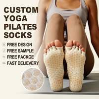Chaussettes de danse respirantes à cinq doigts pour femmes, en coton et élasthanne OEKO-TEX, antidérapantes avec points en caoutchouc, pour la danse classique et la barre, personnalisables OEM