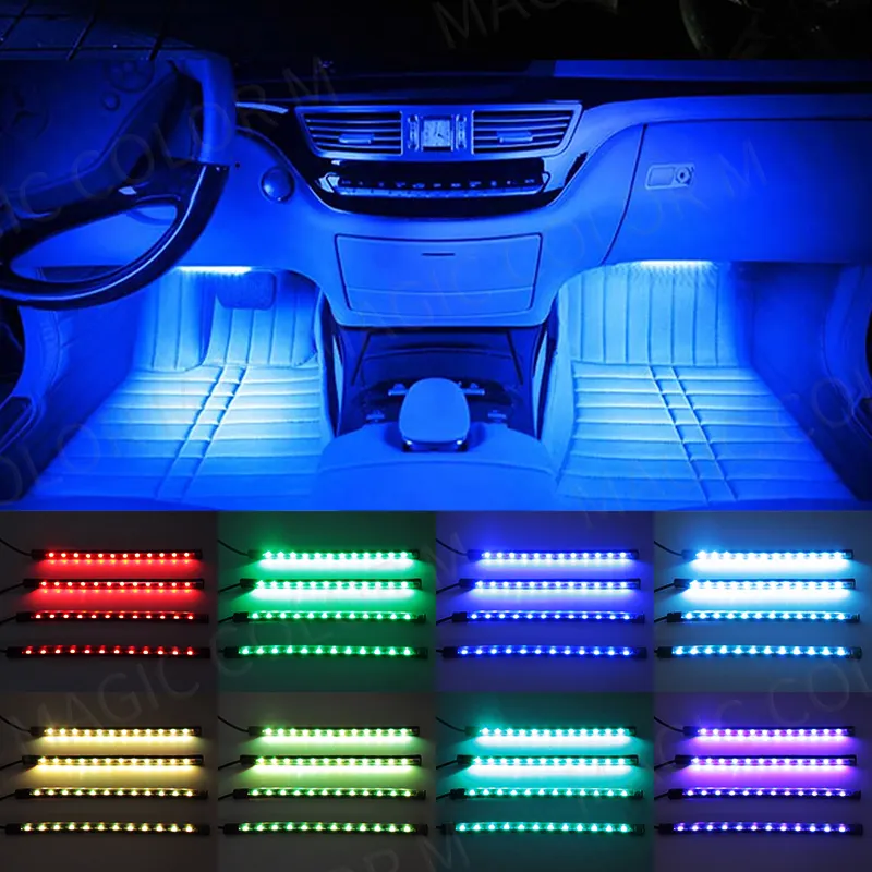 夢のフルカラースマートミュージック同期モードAPPコントロールインテリアネオンRGB車はダッシュ環境雰囲気の下で飾るLEDストリップライト