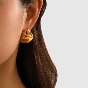 ต่างหูทรงหยดน้ำรูปทรงเรขาคณิต ทำจากไทเทเนียมสตีล ชุบทอง 18k  วัสดุสแตนเลสสตีล เครื่องประดับแฟชั่นสำหรับผู้หญิง - Product Image 3