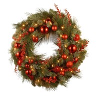 Corona Navideña Multimaterial de 20-60 cm al por Mayor, Corona de Abeto de Material Híbrido Duradero para Decoración de Fiestas Navideñas