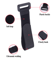 Bande auto-agrippante noire 100 % nylon élastique refermable, forte adhérence, auto-adhésive double face, écologique, résistante à la chaleur