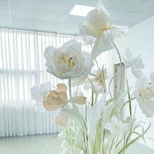 H-167 Ensemble floral géant autoportant en papier crépon, motif floral personnalisé, pour décoration de mariage et vitrine de magasin - Product Image 5
