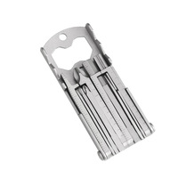 Outil multifonction 14-en-1 en acier inoxydable, porte-clés pliable, outils de vélo, outils de poche EDC compacts, mousqueton, kit de réparation
