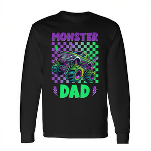 Monster Truck Dad T-shirt à manches longues pour homme adulte, col rond, imprimé numérique, chemise de fête en famille - Product Image 2
