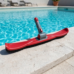 <span class=keywords><strong>Brosse</strong></span> de <span class=keywords><strong>piscine</strong></span> flexible incurvée de 20 pouces avec poignée rotative, bouton facile, poils en nylon robustes pour le nettoyage des murs de piscines - Product Image 3