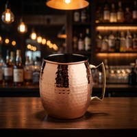 Ensemble de mugs à cocktail en cuivre pour la vente en gros avec pailles en cuivre, personnalisé, martelé doré, Moscow MIINOX MW-MMMC, écologique