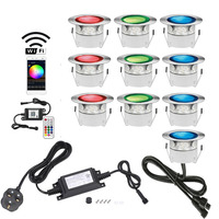 Kit de 10 lampes LED RGB WIFI Tuya de 45 mm, haute luminosité, pour terrasse, jardin, sol, éclairage paysager extérieur, pour escalier, patio, jardin, sol