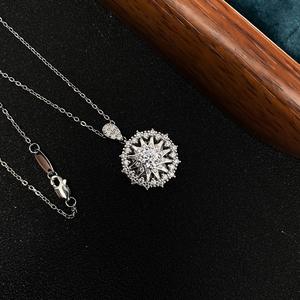 Rétro français luxe diamant soleil étoile pendentif lumière collier ensemble flocon de neige boussole boucle d'oreille or Zircon Super Flash flocon de neige étoile - Product Image 4