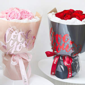 Luxe 58*58cm/pièces estampage à chaud imprimé <span class=keywords><strong>Cellophane</strong></span> fleur <span class=keywords><strong>papier</strong></span> d'emballage <span class=keywords><strong>papier</strong></span> cadeau pour <span class=keywords><strong>fleuriste</strong></span> - Product Image 3