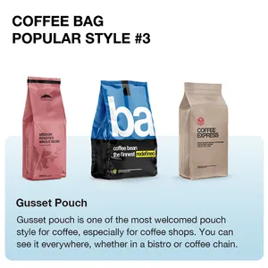 Popüler 12oz 16oz 1lb düz alt yan köşebent kavrulmuş öğütülmüş kahve çekirdeği paketleme çantası