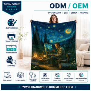 Manta de Lana con Diseño Artístico de Paisaje y Cielo Estrellado, Manta Decorativa para Sala de Estar, Dormitorio, Apartamento, Sala de Lectura, Regalo - Product Image 2