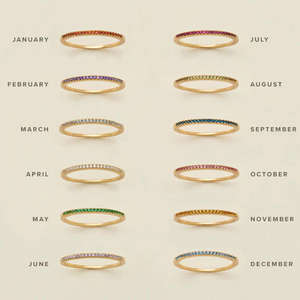 Bague <span class=keywords><strong>en</strong></span> zircon pierre de naissance <span class=keywords><strong>en</strong></span> acier inoxydable, étincelante, durable, inaltérable, design superposé, bijoux de mode pour femmes, usage quotidien - Product Image 3