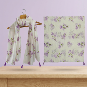 Pañuelo Étnico Floral de Polilino con Estampado de Flores y Borlas, Chal Ligero para Mujer, Uso Diario Informal - Product Image 3