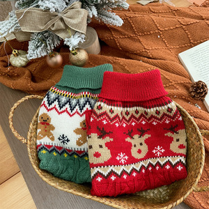 Dog Sweater Acrylic <b>Knit</b> Warm Gingerbread Elk <b>Pattern</b> Holiday Apparel <b>for</b> Small Dogs Cats Winter Wholesale - Product Image 2